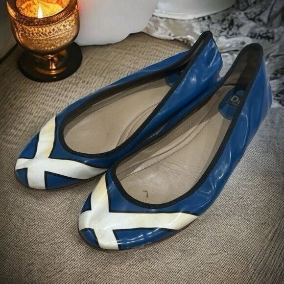 Vintage‎ Dolce & Gabbana Blue & White Stripe Ballet Flats Women’s Size EU40 US9 - Picture 1 of 7